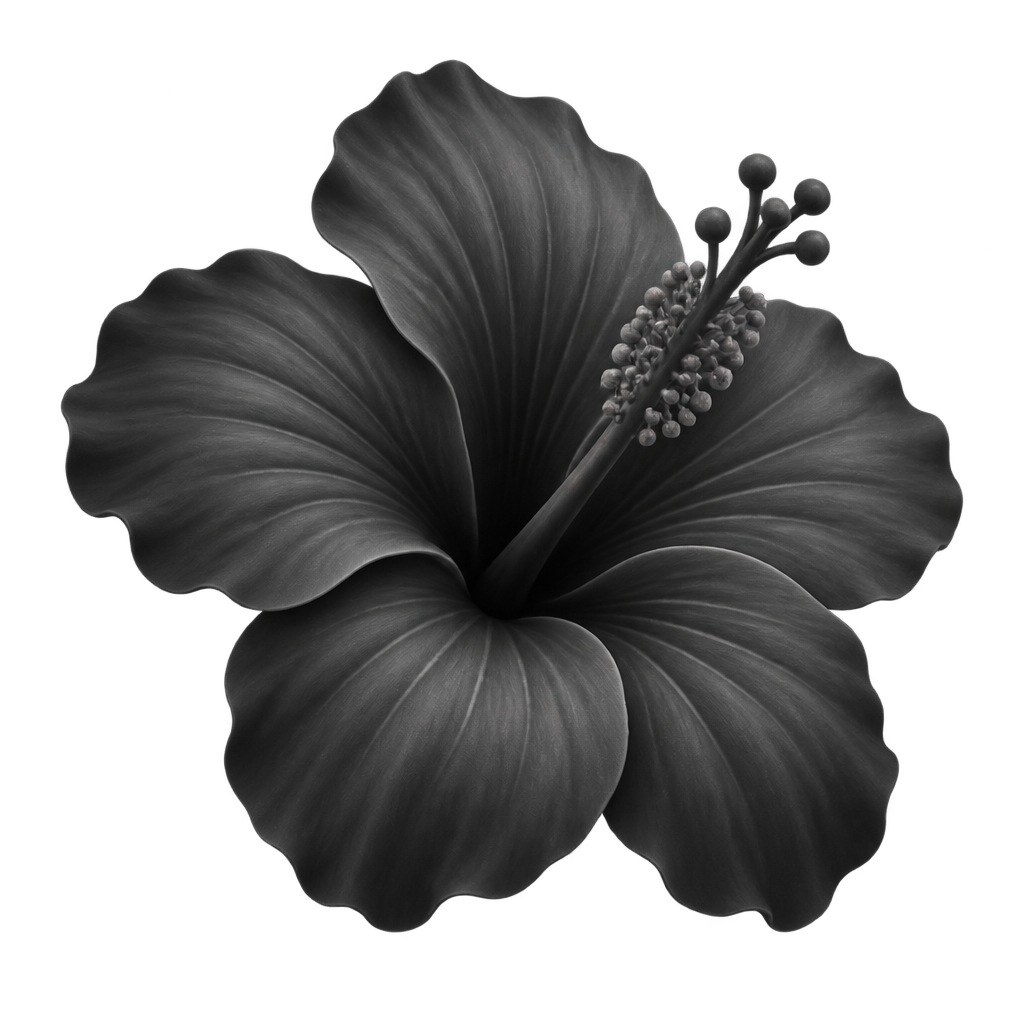Black hibiscus-flower illustration.