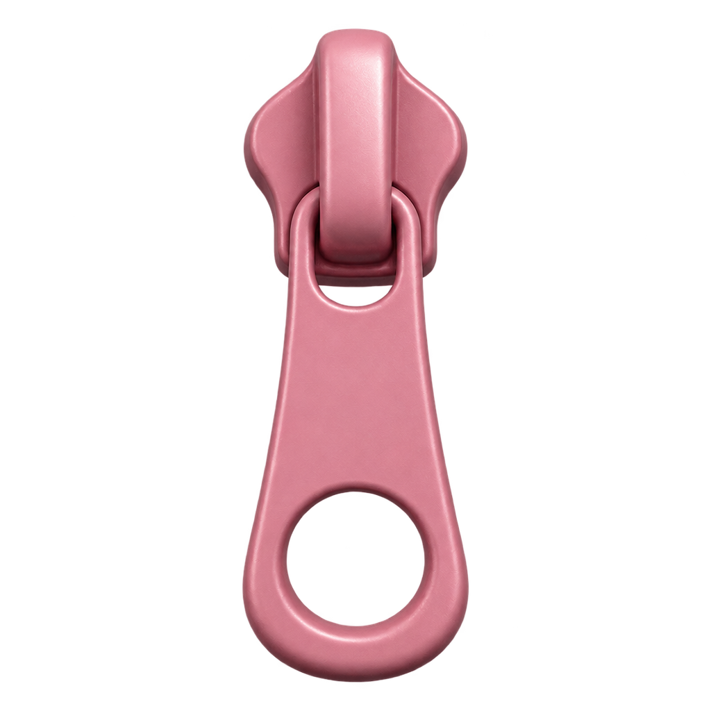 Pink zipper-pull illustration.