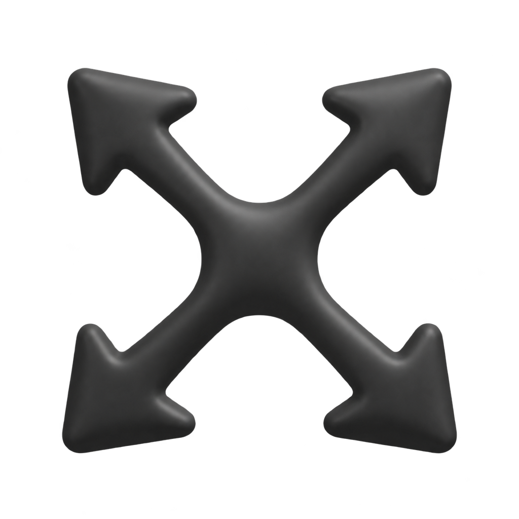 Four black diagonal arrows.
