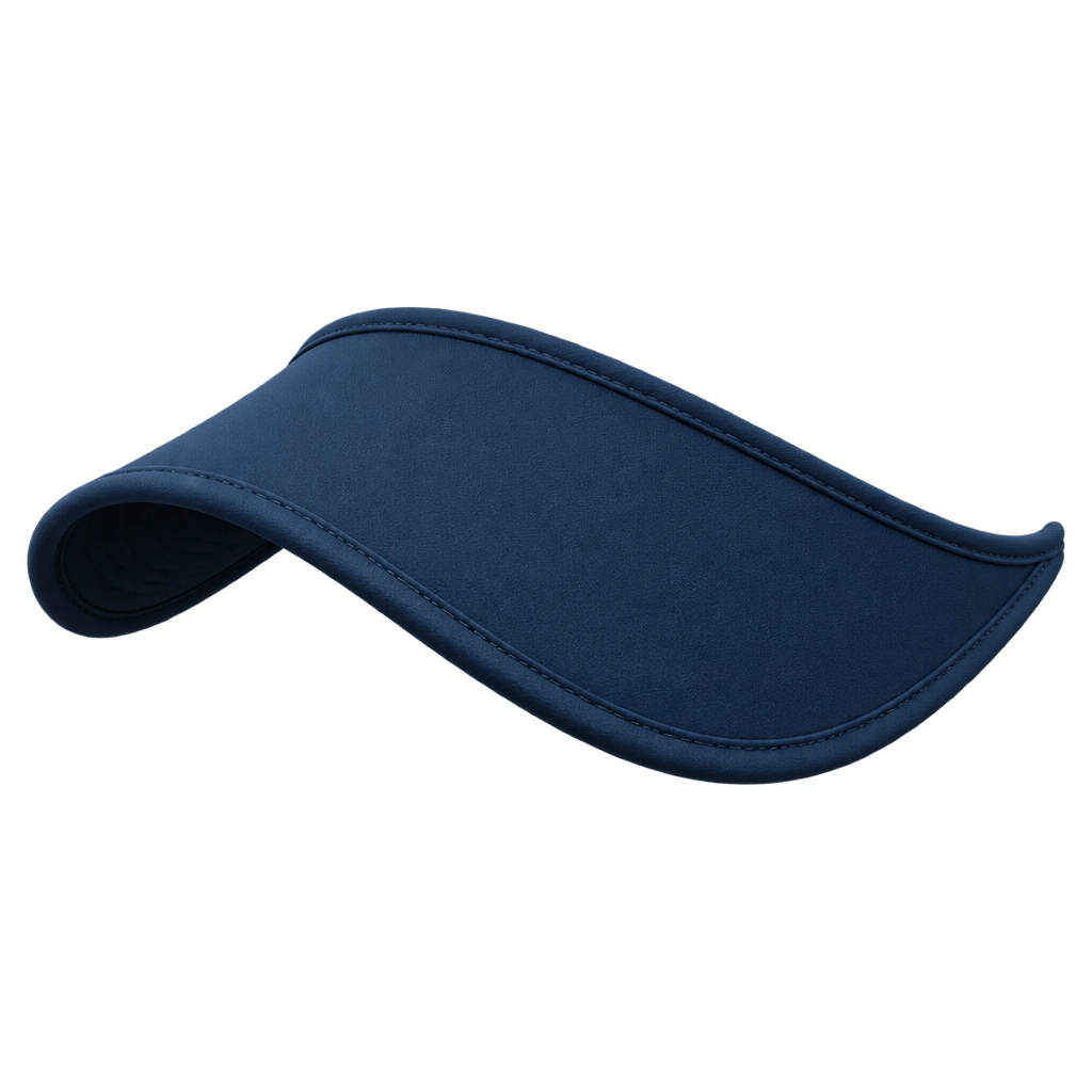 Illustration of a curved navy visor brim.