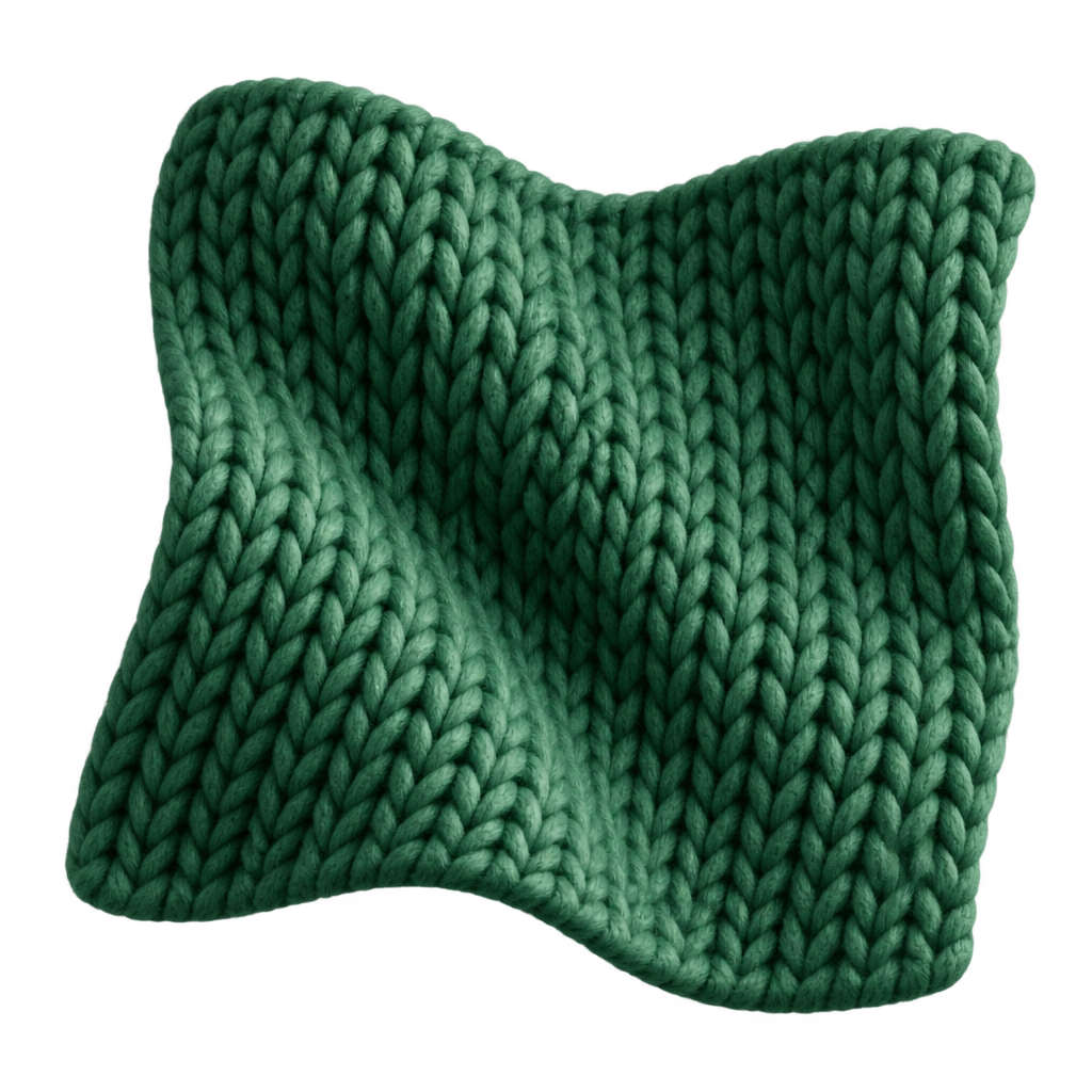 Illustration of a dark green knitted swatch.