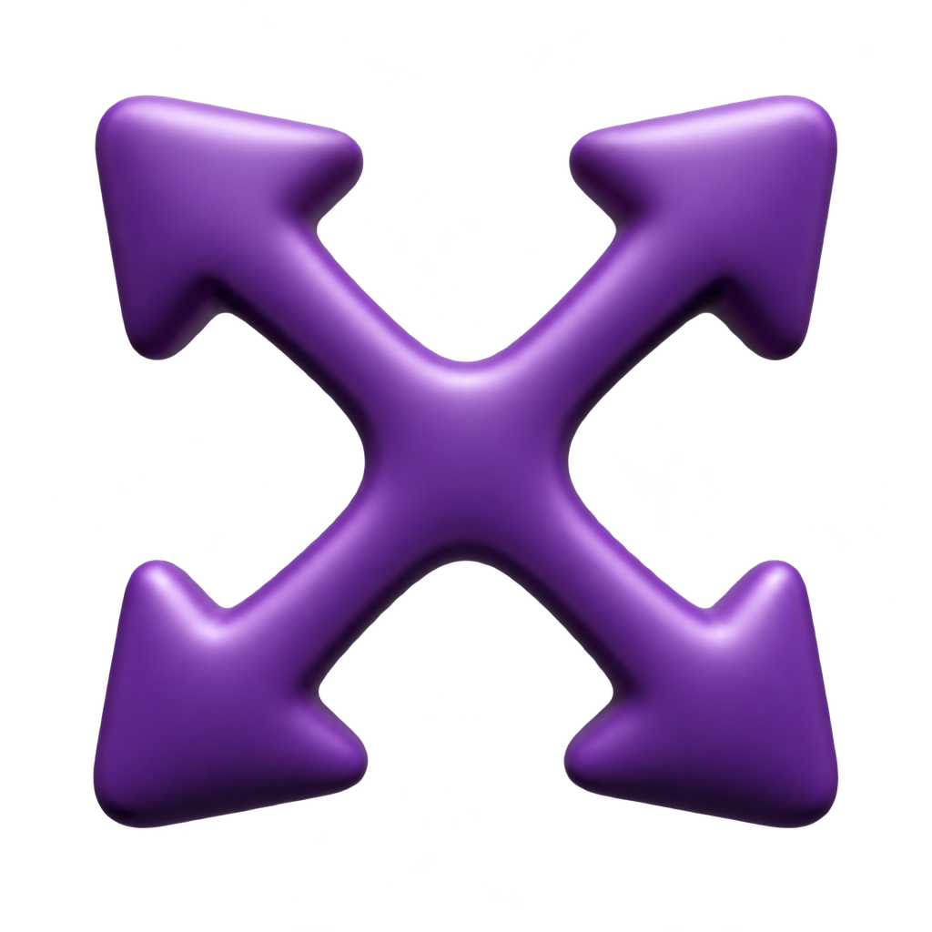 Four purple diagonal arrows illustrating stretch.