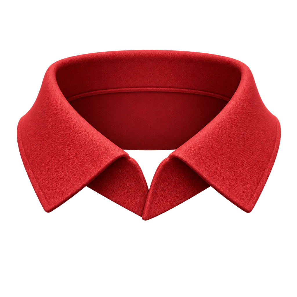 Illustration of a red shirt collar.