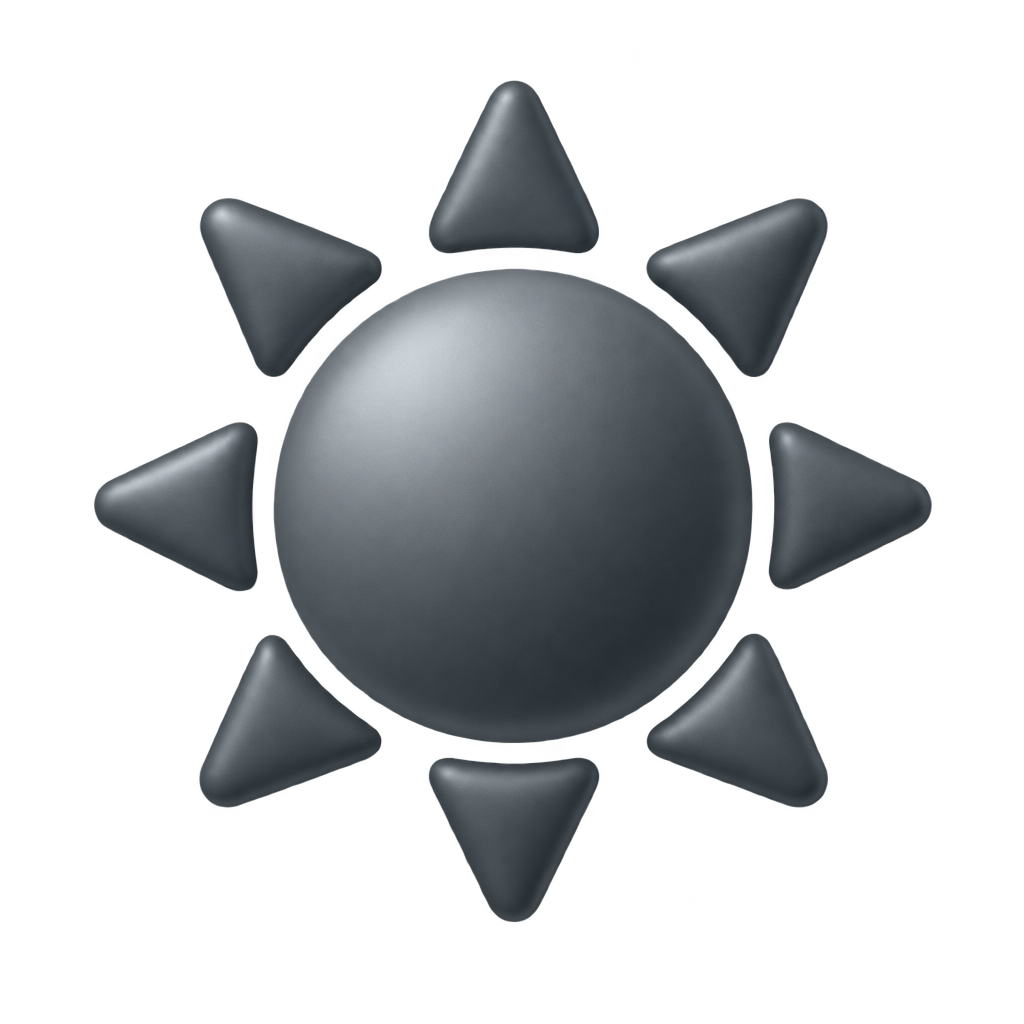 Grey sun icon with pointed rays.