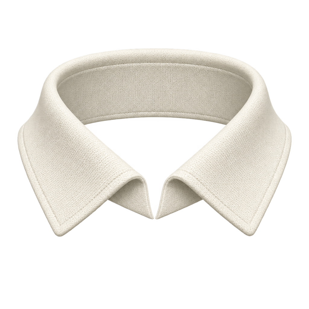 Illustration of a cream-colored shirt collar.