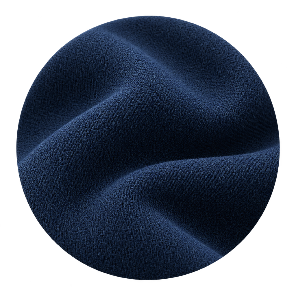 Illustration of navy fabric gathered into soft folds.