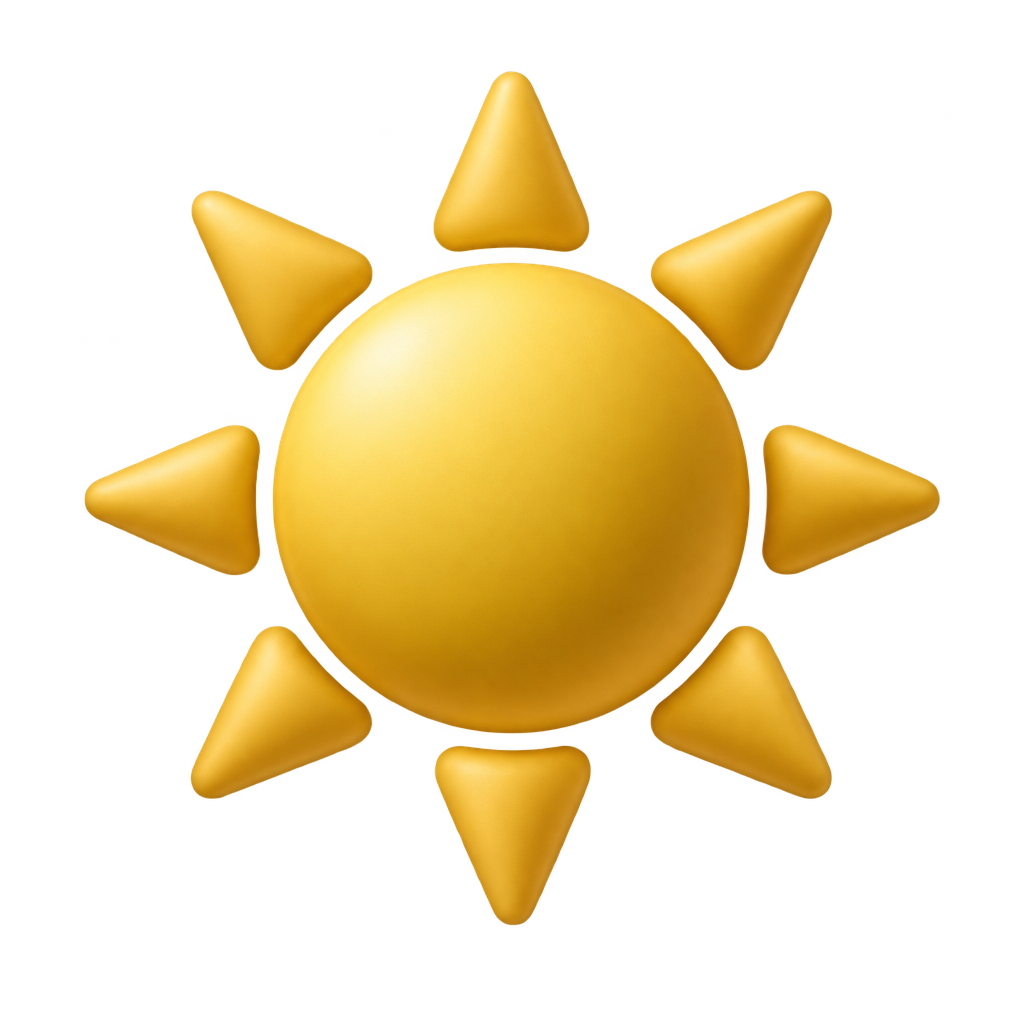 Yellow sun icon with pointed rays.