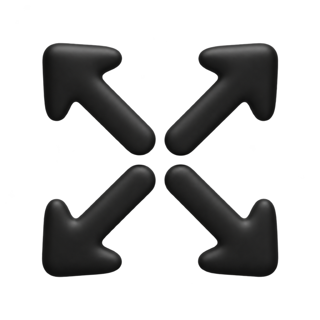 Four black arrows pointing diagonally outward in an illustration of stretch.