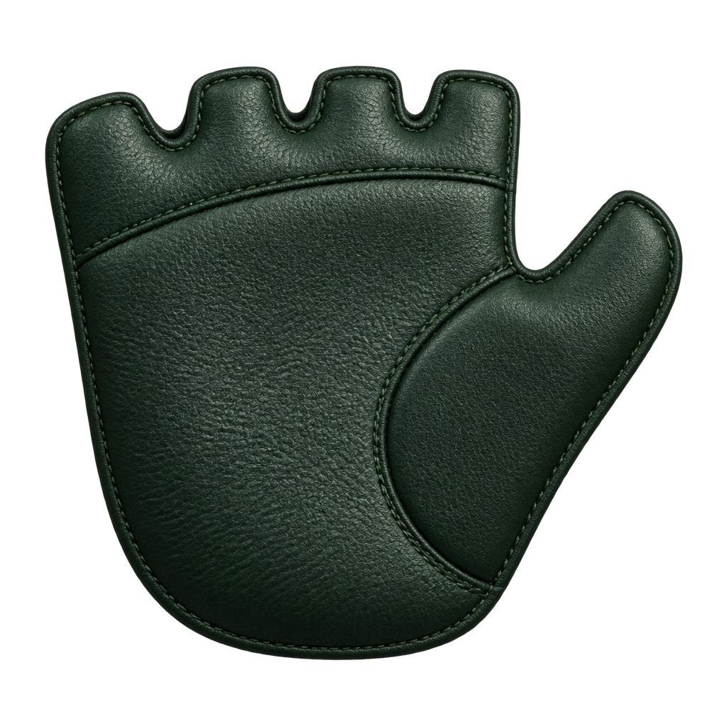 Illustration of a dark green stitched palm panel.