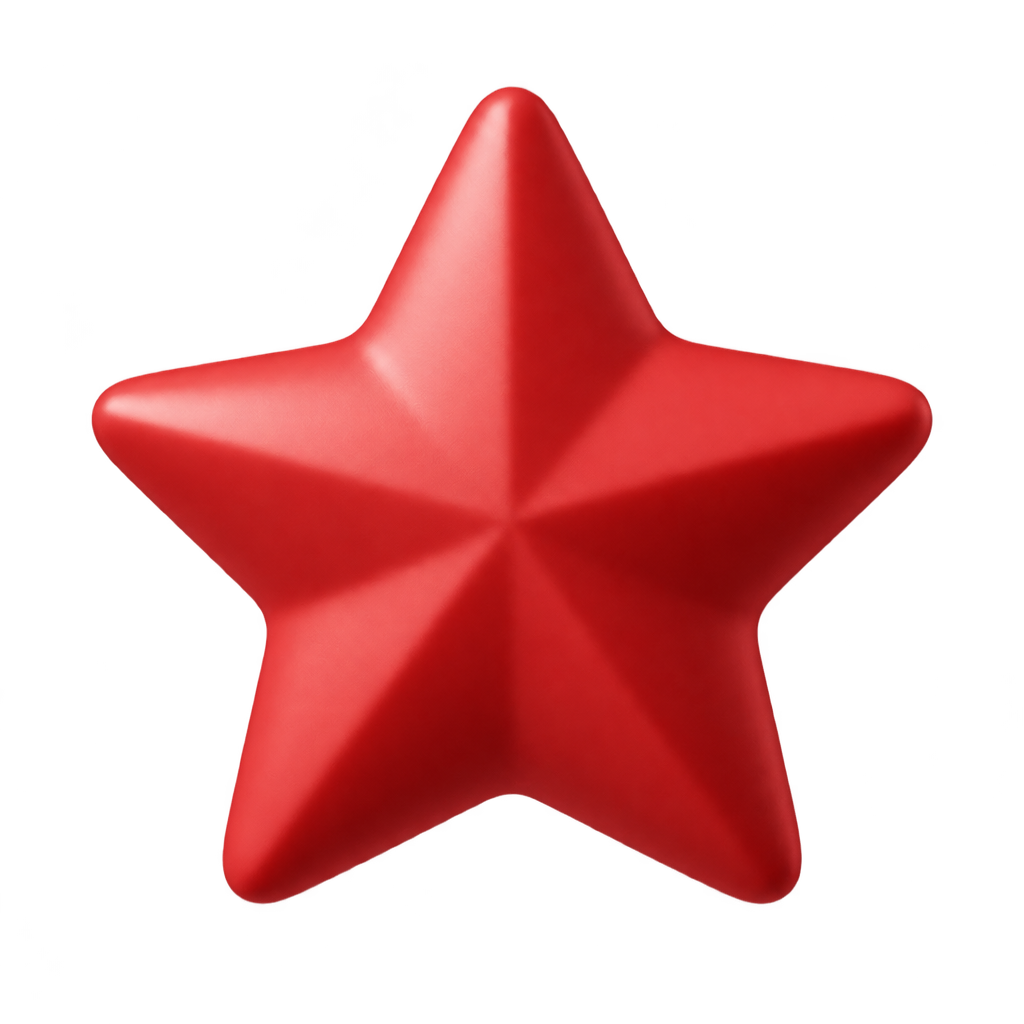 Red five-pointed star icon.