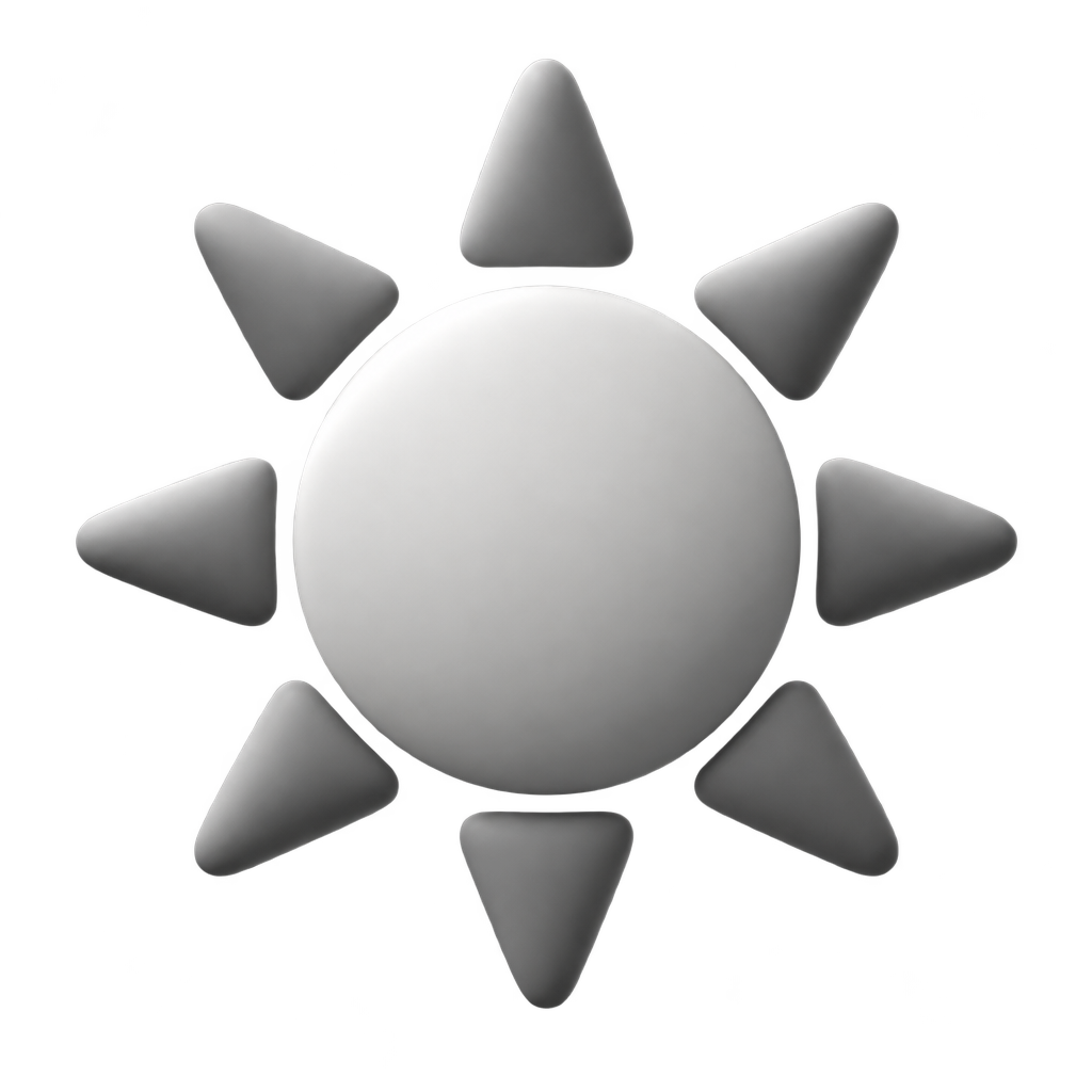 Silver sun icon with pointed rays.