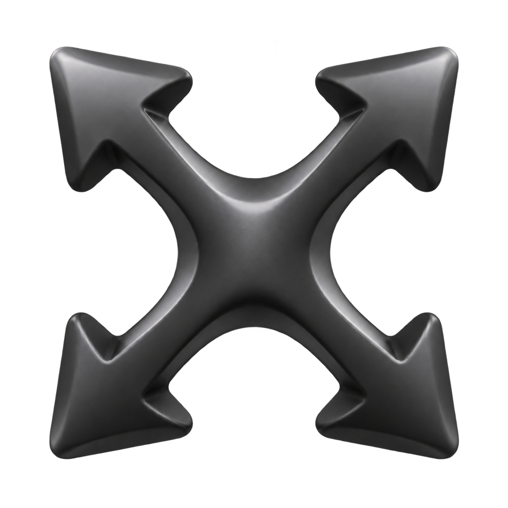 Four dark grey diagonal arrows illustrating stretch.