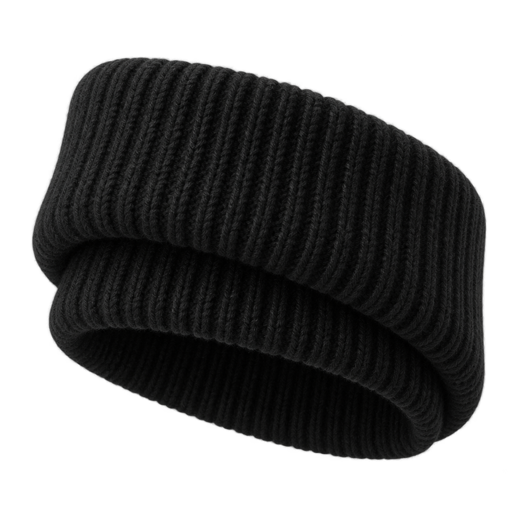 Illustration of a folded black rib-knit cuff.
