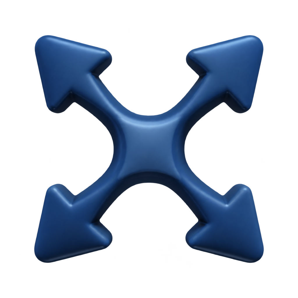 Four blue diagonal arrows pointing outward in an illustration of multidirectional stretch.