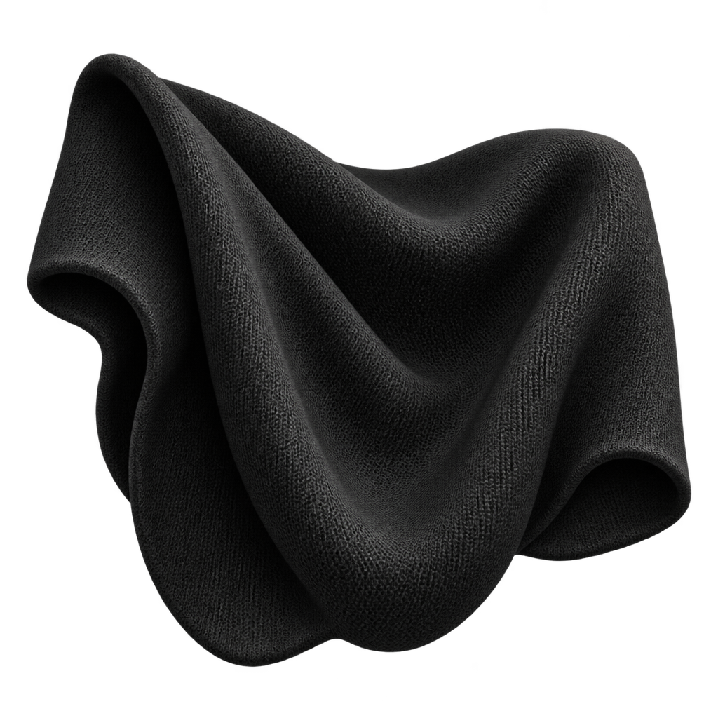 Illustration of softly folded black fabric.