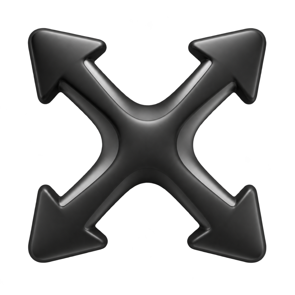 Four dark grey diagonal arrows illustrating stretch.