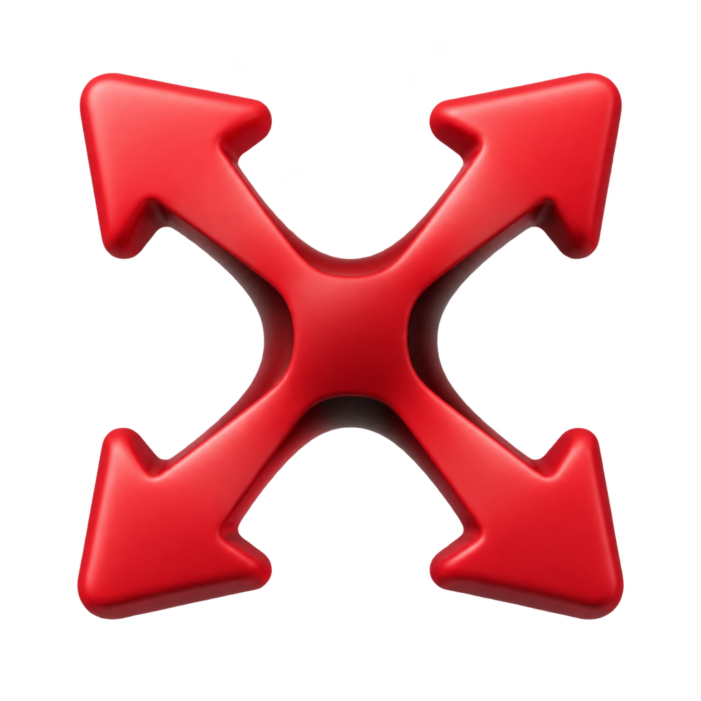 Four red diagonal arrows pointing outward in an illustration of stretch.