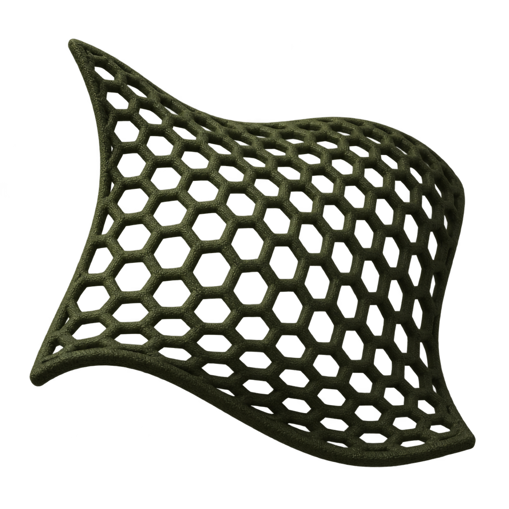 Illustration of dark green honeycomb mesh.
