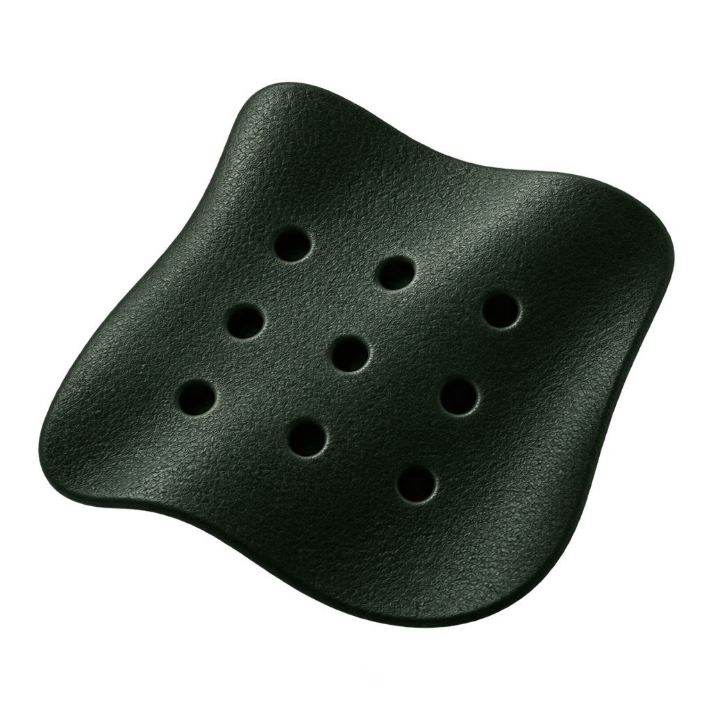 Illustration of a dark green perforated swatch.