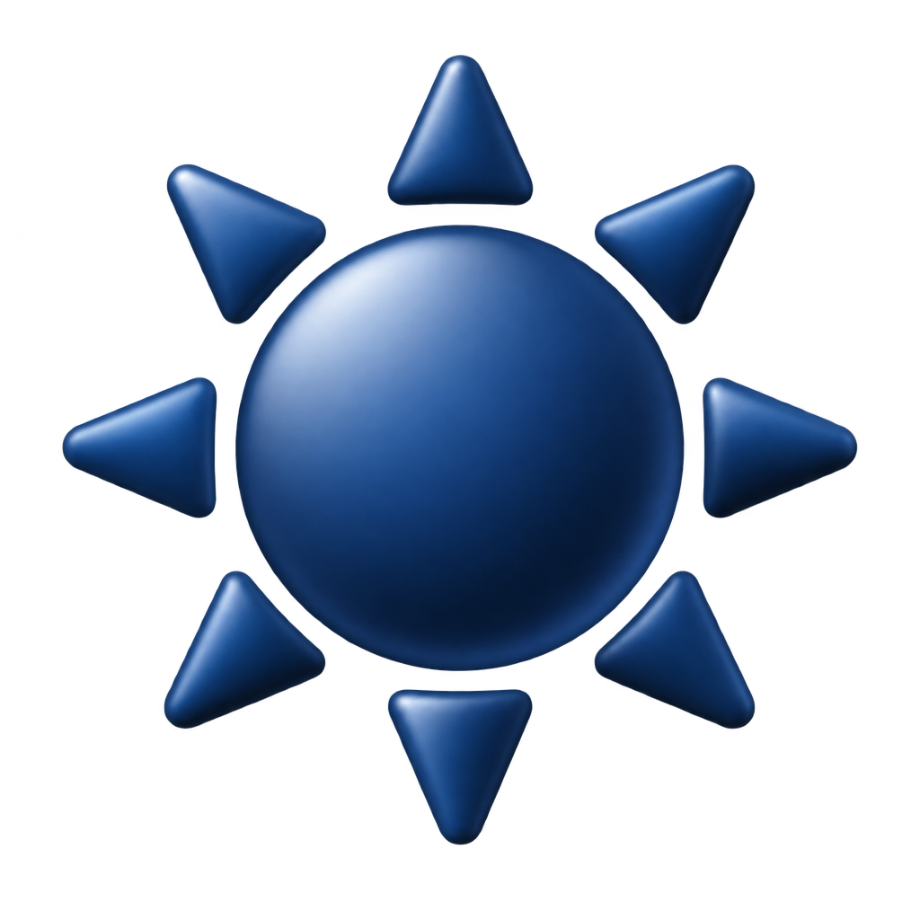 Blue sun icon with pointed rays.
