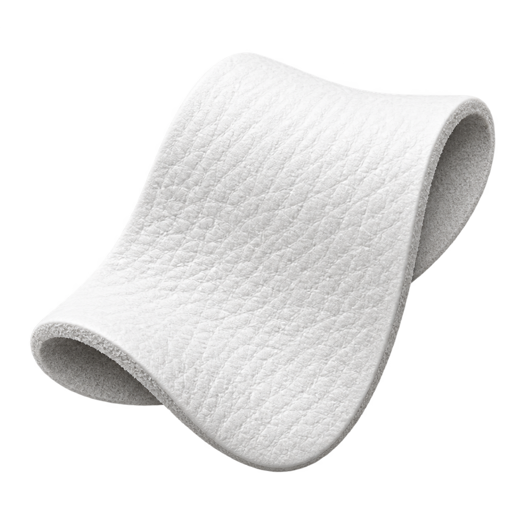 Illustration of a curled white textured swatch.