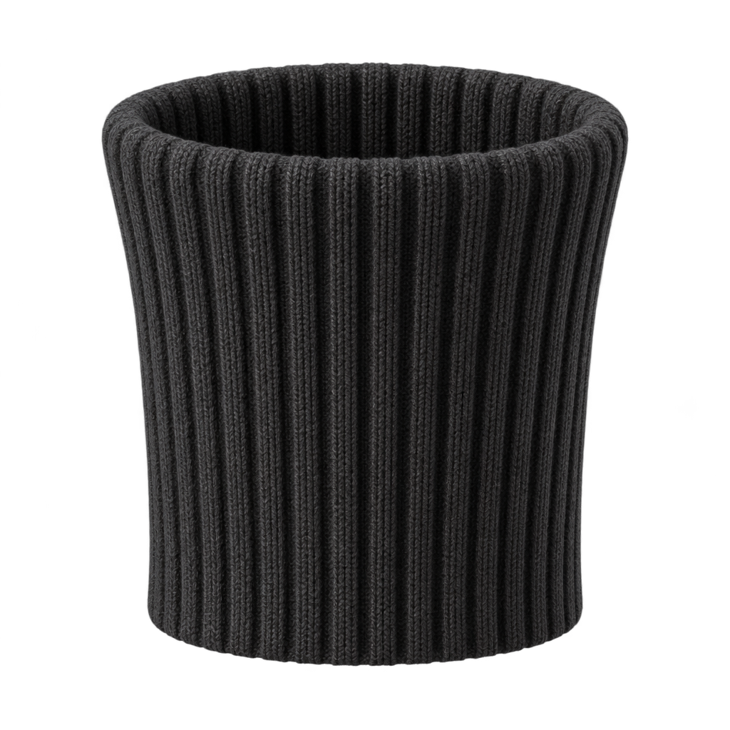 Illustration of a black rib-knit sock cuff.
