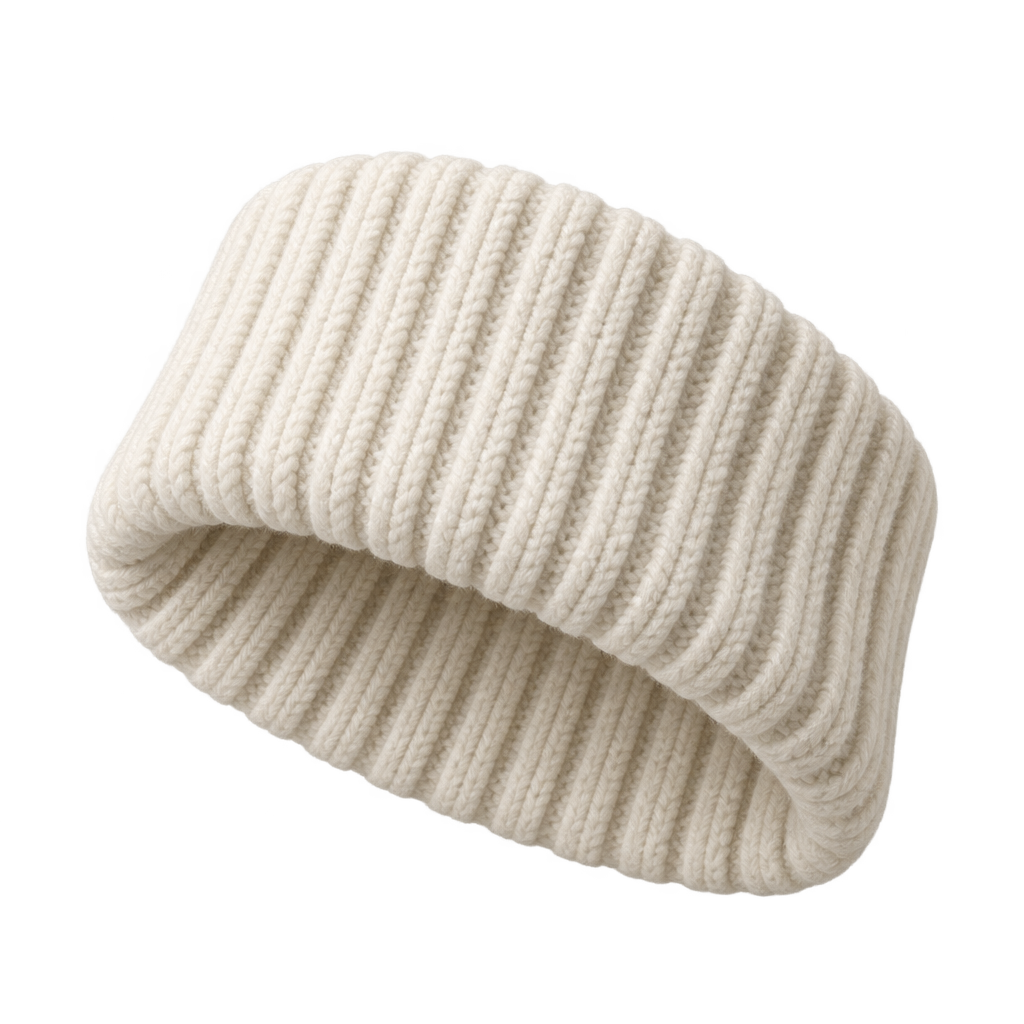 Illustration of a folded cream-colored rib-knit cuff.