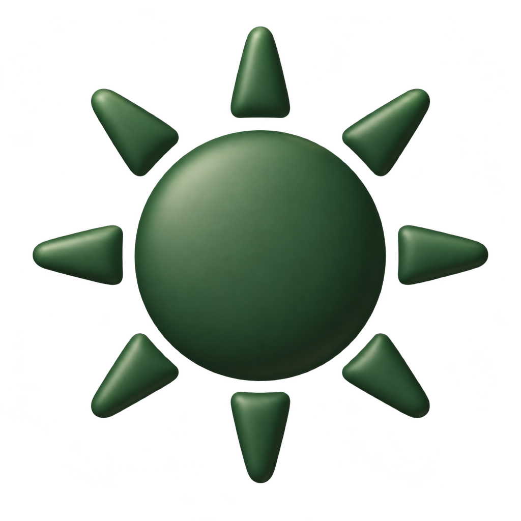 Green sun icon with pointed rays.