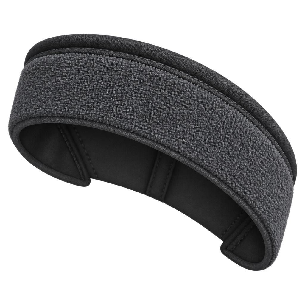 Illustration of a grey textured band inside a dark cap.