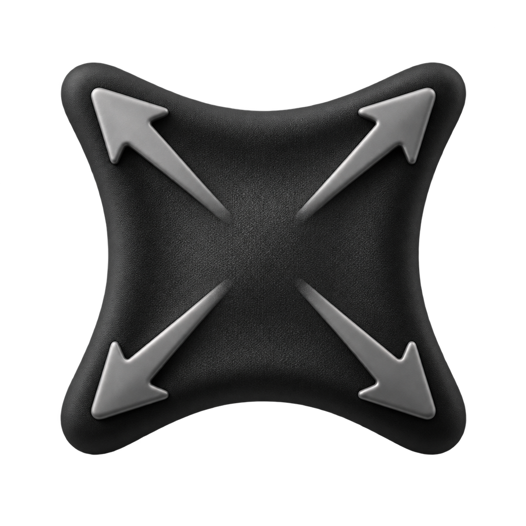 Four diagonal arrows pointing outward from a square of fabric in an illustration of stretch.