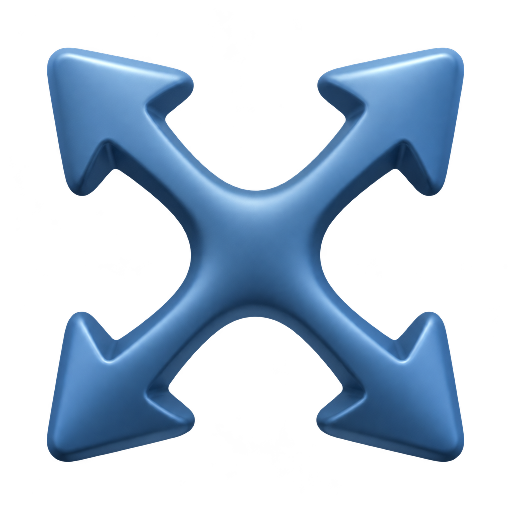 Four blue diagonal arrows pointing outward in an illustration of stretch.