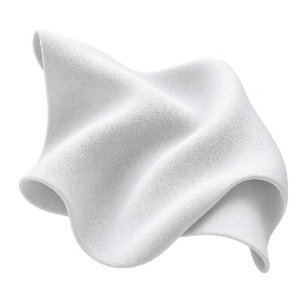 Illustration of a softly folded white fabric swatch.