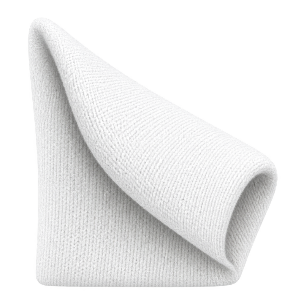 Illustration of a folded white fabric corner.
