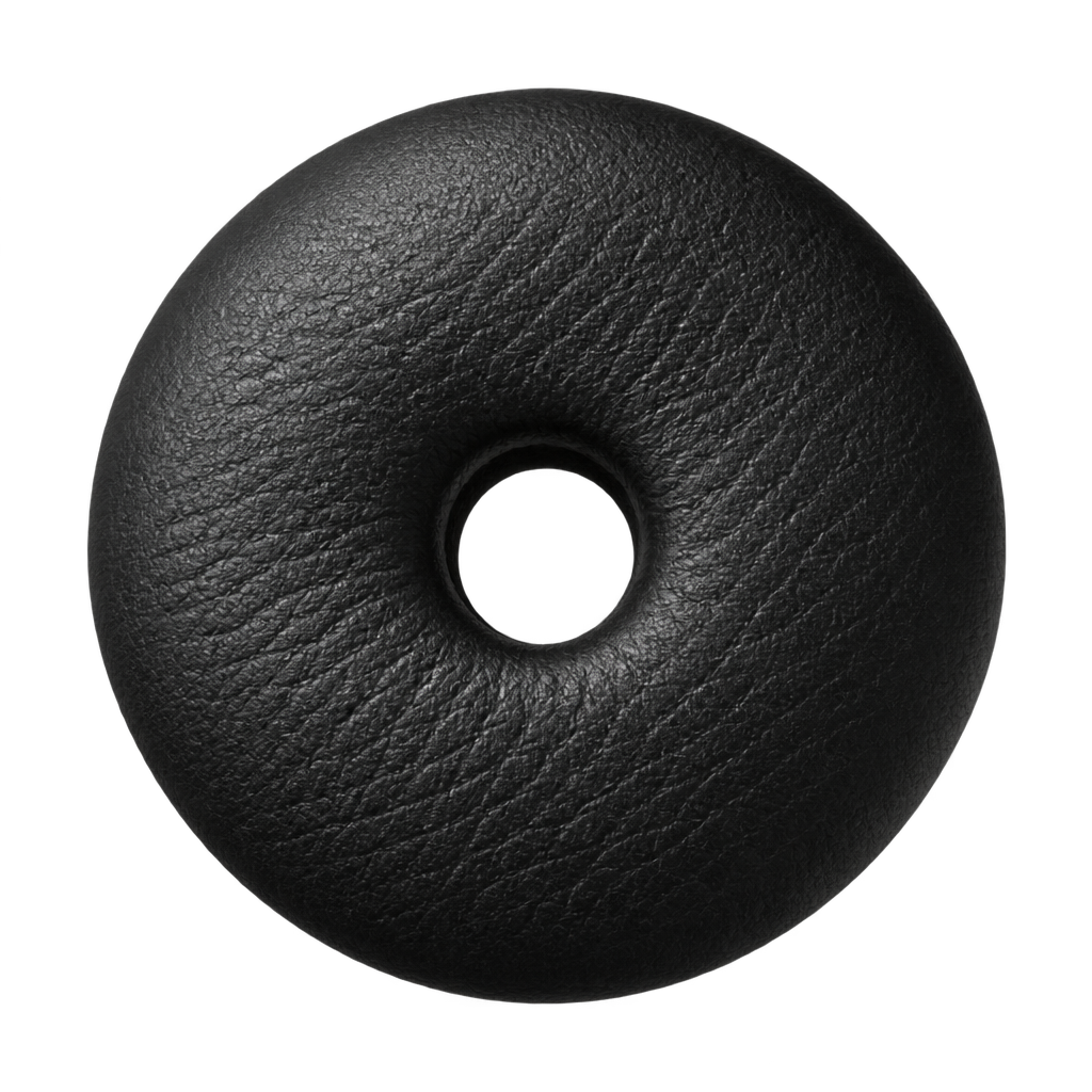 Illustration of a black textured ring with a recessed center.