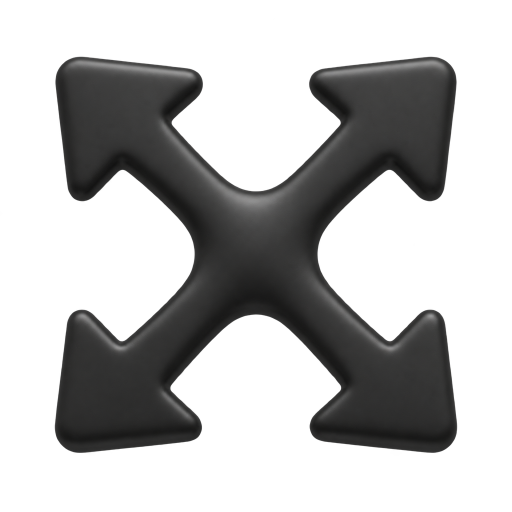 Four black arrows pointing diagonally outward from the center.