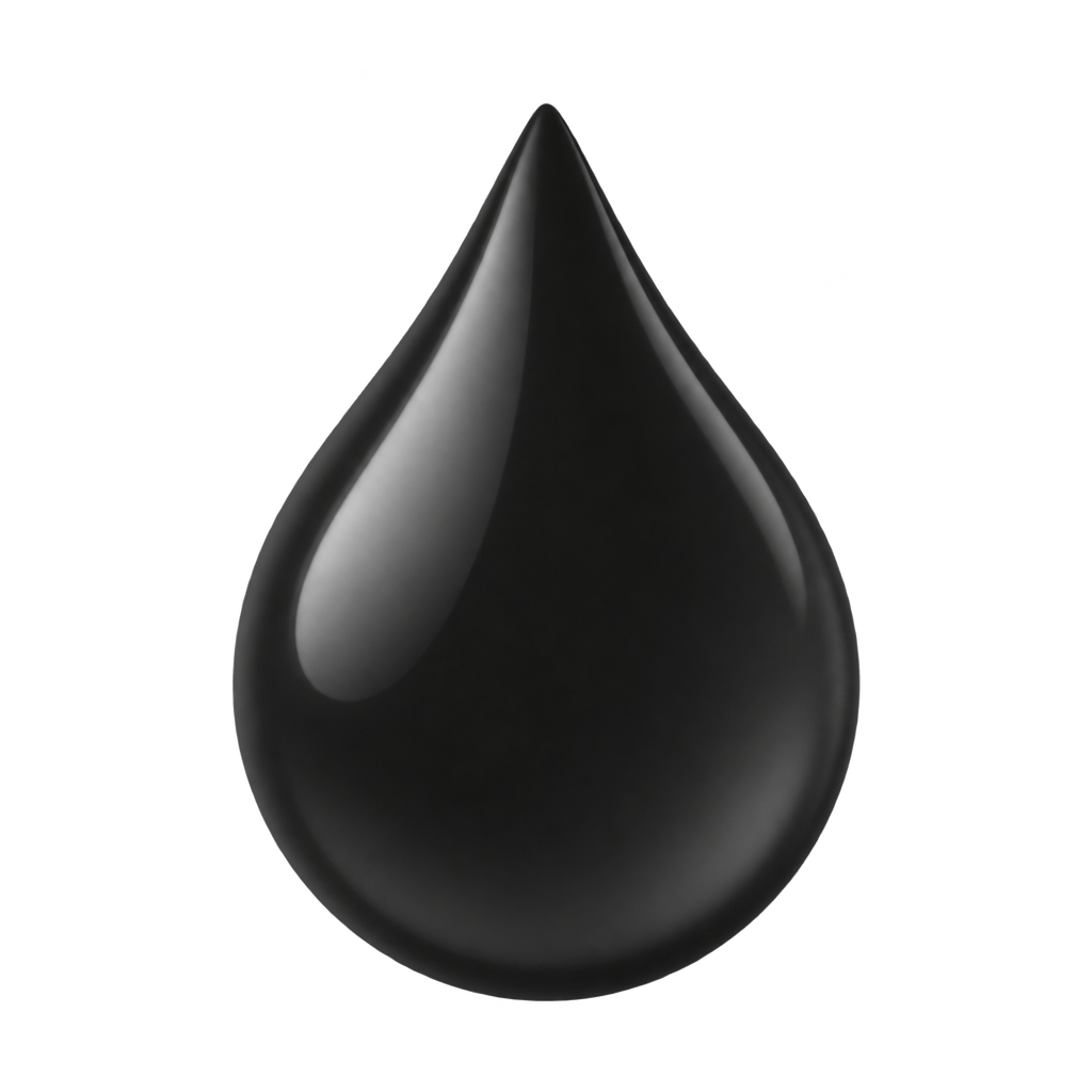 Black water droplet icon on a dark background.