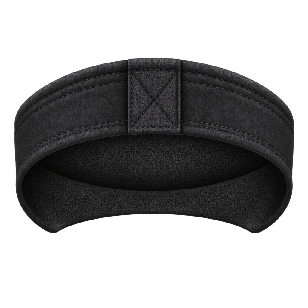 Illustration of a black fabric band with a reinforced loop.