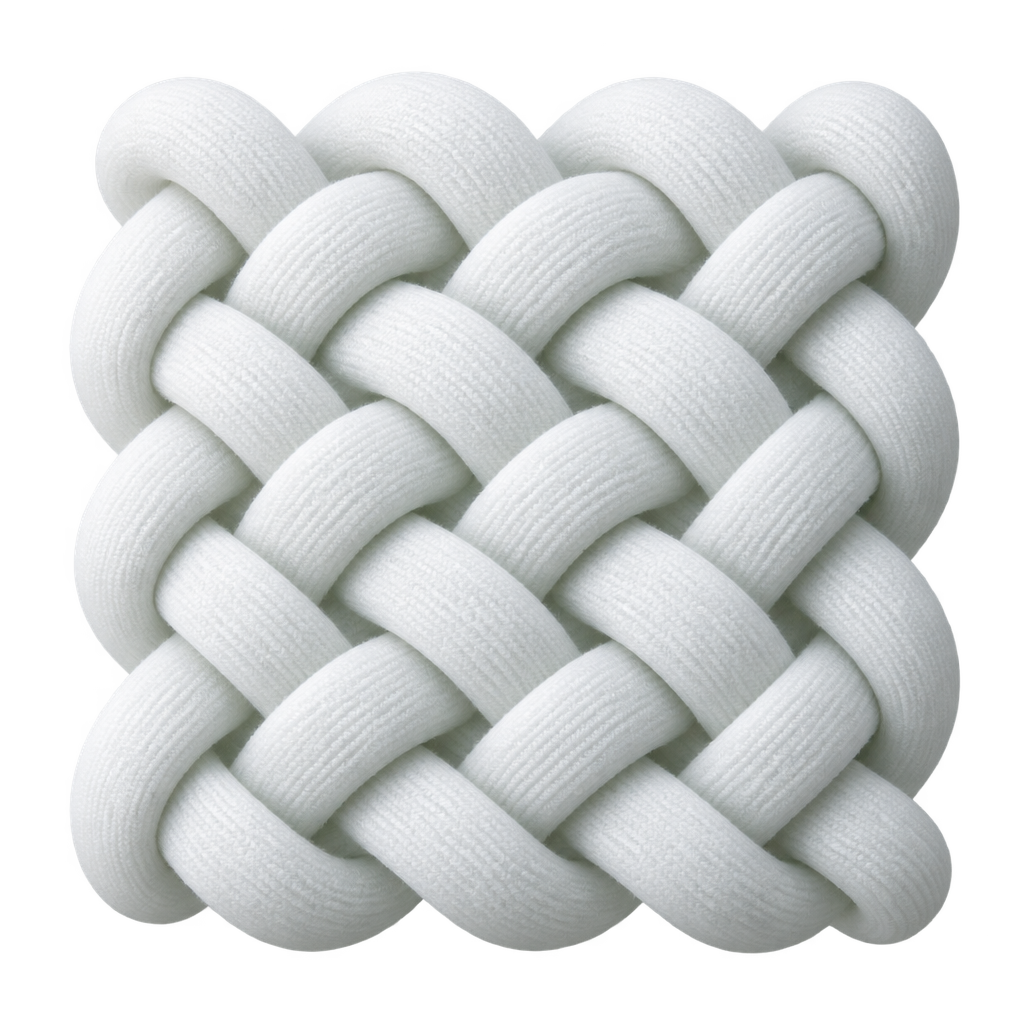 Illustration of enlarged interwoven white fibers.
