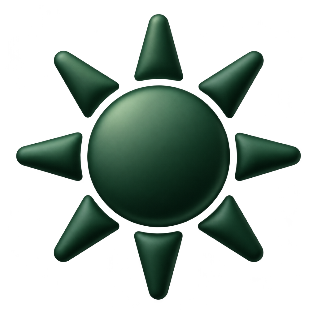 Green sun icon with pointed rays.
