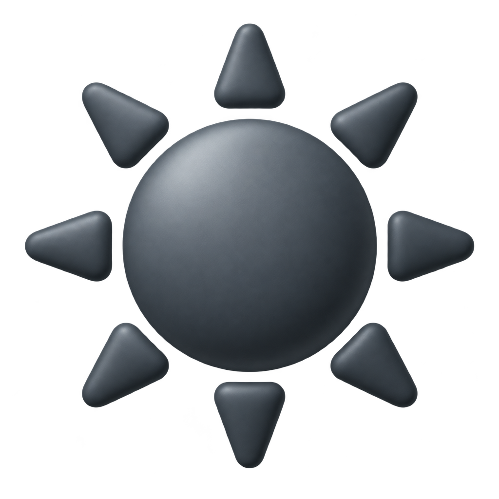 Dark grey sun icon with pointed rays.