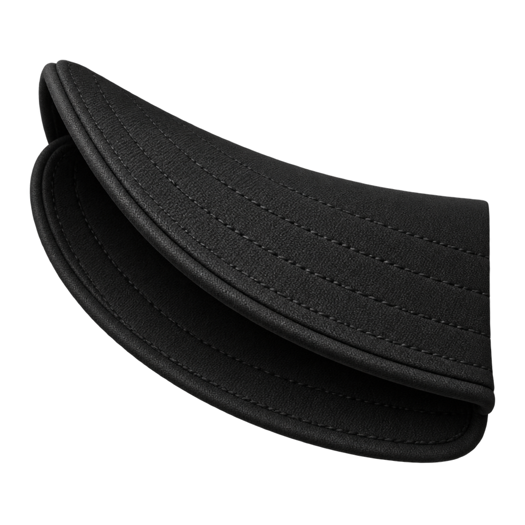 Illustration of a folded black brim with parallel stitched rows.