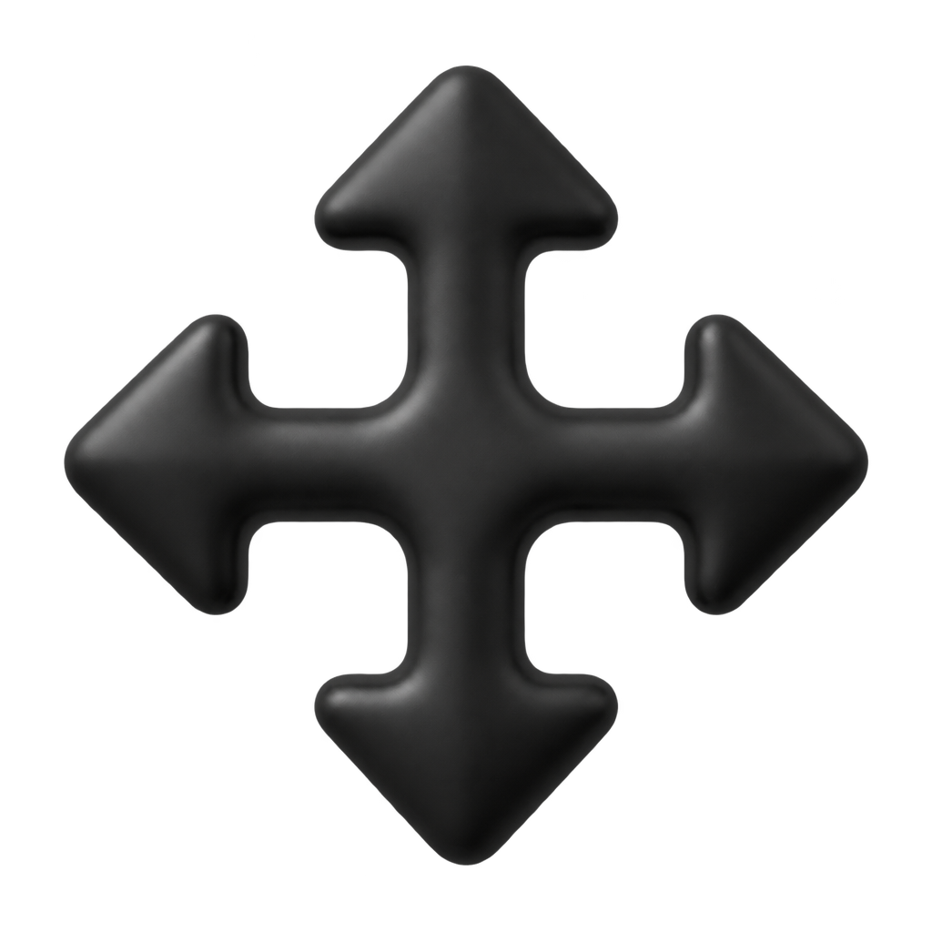 Black four-direction arrow icon pointing up, down, left, and right.