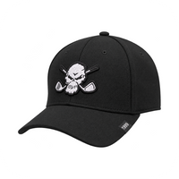 Black skull-patch cap displayed on white.