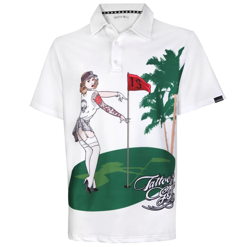 Pin High Performance Men's Golf Shirt (White) - Price Slashed!