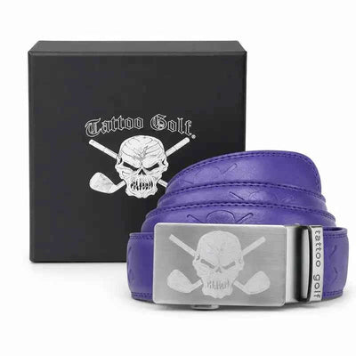 July Outfit - Save 20% - Golf Shirt, Shorts, Leather Belt (Purple/Grey/Purple)