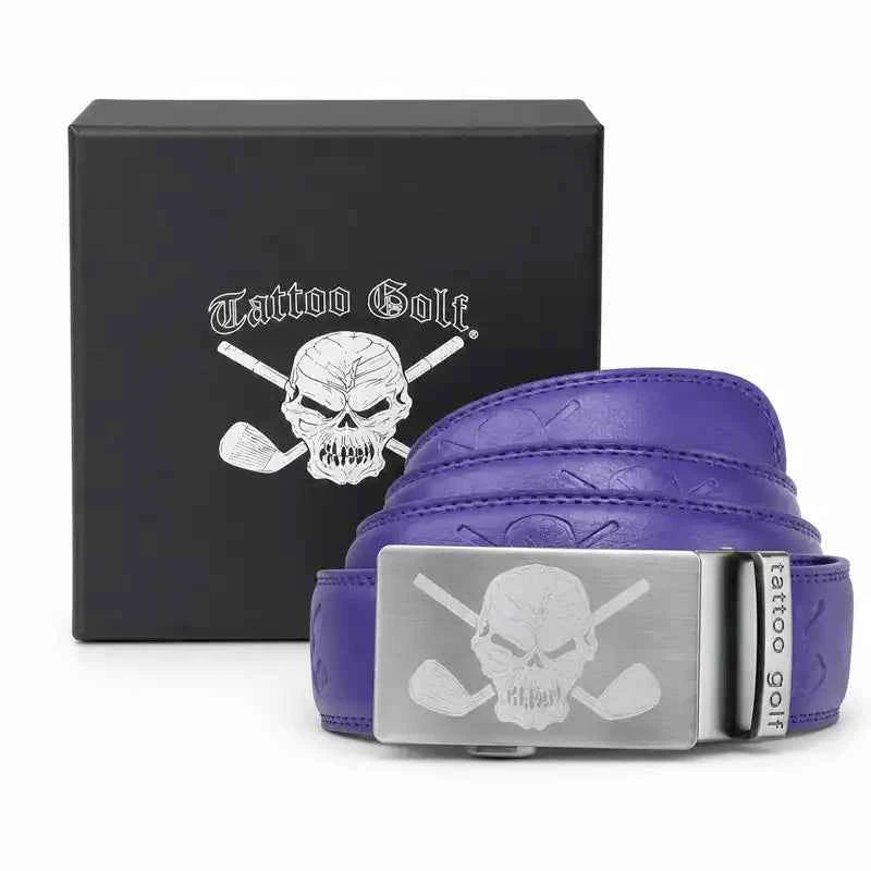 July Outfit - Save 20% - Golf Shirt, Shorts, Leather Belt (Purple/Grey/Purple)