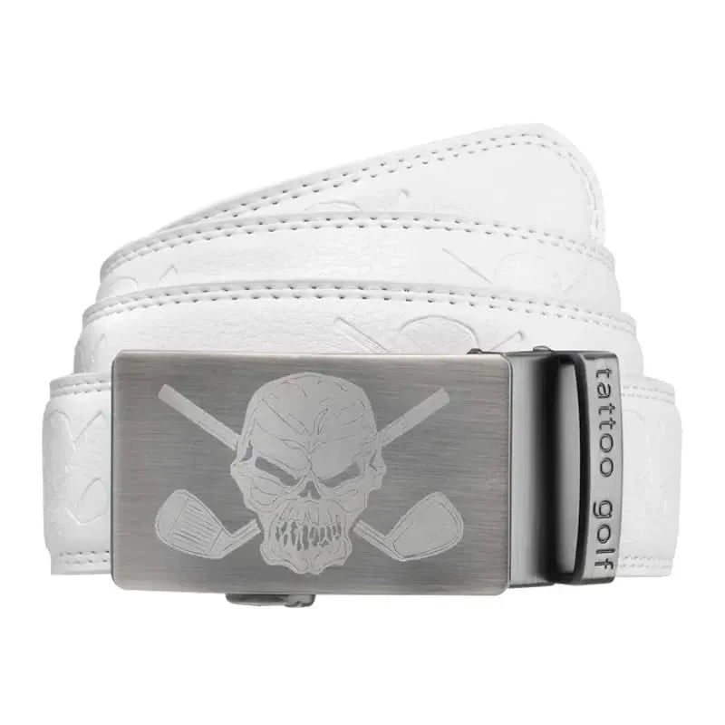 premium leather white ratchet belt