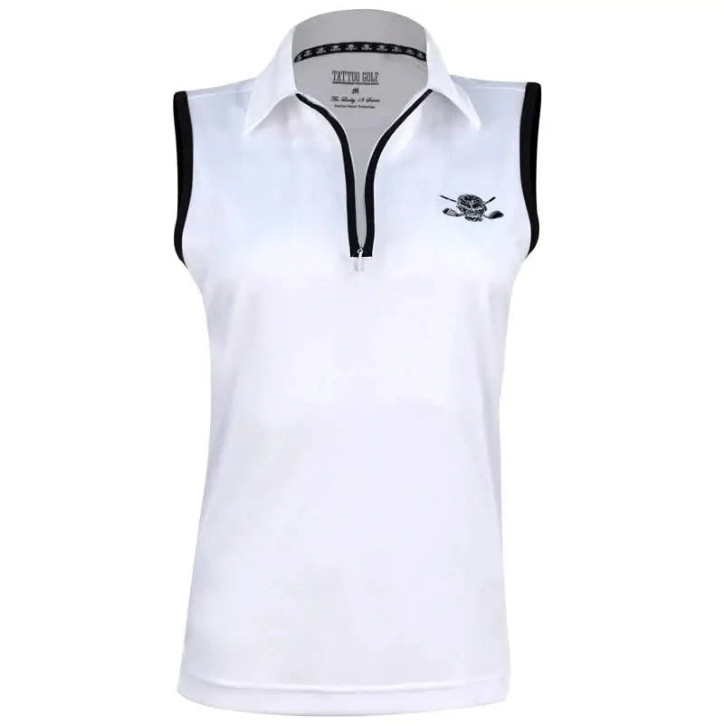 sleeveless white golf top