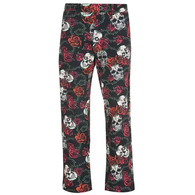 Golf pants with skull and skull & rose pattern 