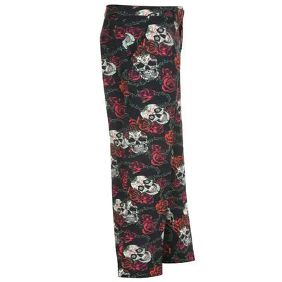 golf pants with skull and rose pattern